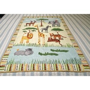 Northcott Fabric Safari Adventure Baby Quilt Baby Blanket /monkey Reversible